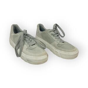 Blowfish Silver Faux Croco Gray Sued Platform Sneakers 9.5 Futuristic Streetwear